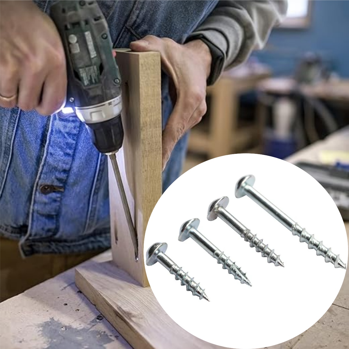 Pocket Hole Jig - 100 tornillos Phillips para agujeros ocultos,