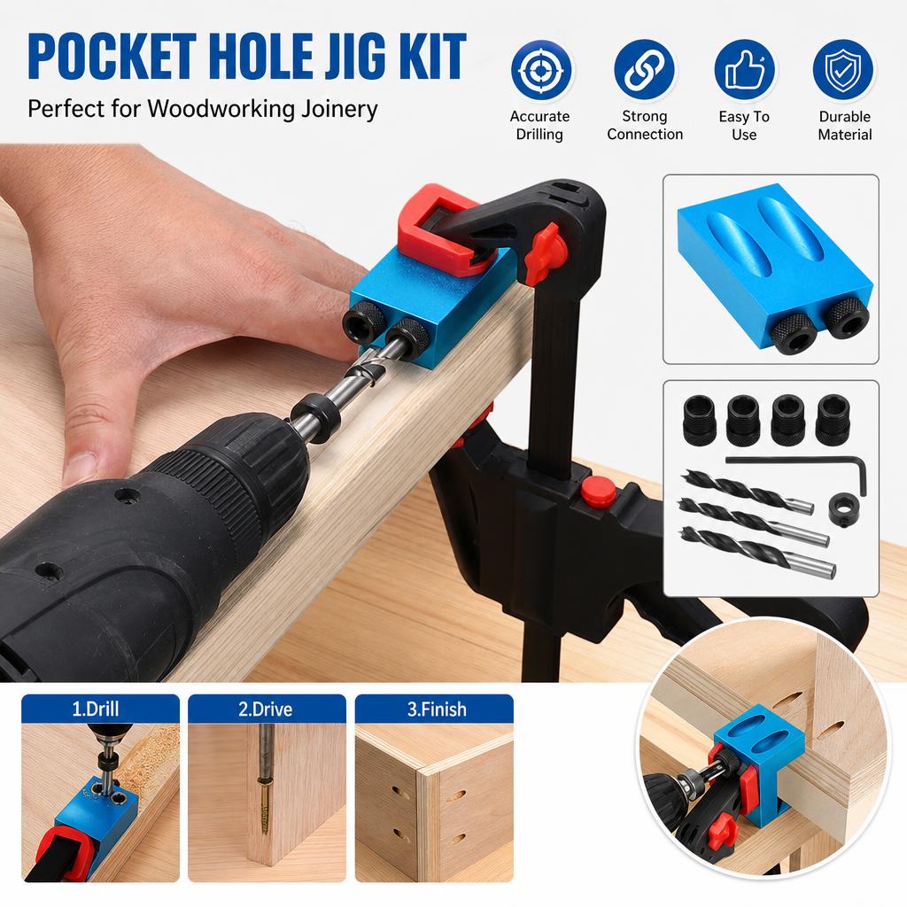 Kit de 14 piezas para taladrad - Pocket Hole Jig reseña y precio